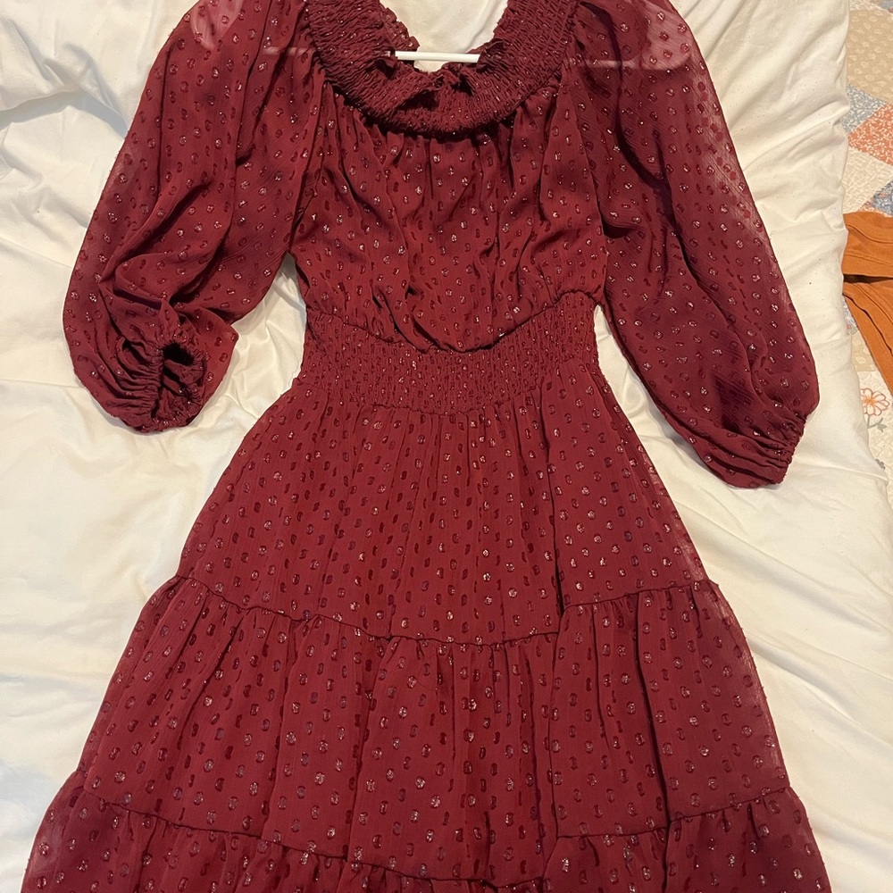 Premier Burgundy Long Sleeve Dress